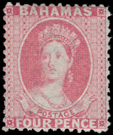 *        13b (26) 1863-77 4d Bright Rose Q Victoria^, Wmkd CC, Perf 12½, Exceptional Centering, OG, VLH,... - Other & Unclassified