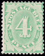 *        J32 Var (D56 Var) 1907 4d Dull Green Postage Due^, Perf 11½x11, VARIETY - Wmkd Double-lined "W"... - Port Dû (Taxe)