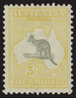 *        54 (42) 1918 5' Grey And Yellow Kangaroo^, Die II, Wmkd Narrow Crown And Narrow A, Perf 12, OG, VLH, VF... - Nuevos