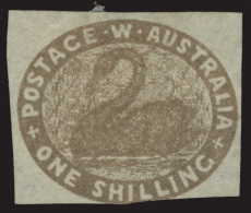 *        5a (4b) 1855 1' Grey-brown Swan^, Wmkd Swan, Imperf, Full Margins On Three Sides (just Touching At... - Mint Stamps