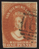 O        10 (24) 1856 1d Deep Red-brown Q Victoria^, Unwmkd, Pelure Paper, Imperf, Full Margins To Touching At... - Used Stamps