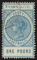 O        131 (279) 1902 £1 Blue Q Victoria^, Thin "POSTAGE" (SG Type 25), Wmkd Crown SA, Perf... - Oblitérés