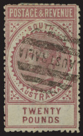 O        93 (208a) 1886 £20 Claret Q Victoria^, Wmkd Crown And SA, Perf 11½-12½,... - Oblitérés