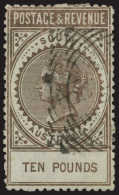 O        91 (206a) 1886 £10 Bronze Q Victoria^, Wmkd Crown And SA, Perf 11½-12½, Scarce,... - Gebruikt