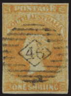 O        9 (12) 1858 1' Orange Q Victoria^, Adelaide Ptg, Wmkd Large Star, Imperf, Four Margins, Attractive Numeral... - Used Stamps