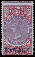 *        75 (241b) 1885-86 10' Mauve And Claret Q Victoria^, Overprinted "POSTAGE" In Blue, Perf 12, Bluish Paper,... - Neufs