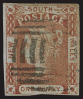 O        12 (49) 1852 1d Orange-brown Q Victoria^ On Thick Vertically Laid Bluish Paper, Unwmkd, Imperf, Full... - Gebraucht