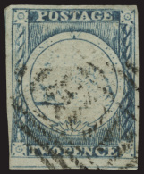 O        3d (18) 1850 2d Dull Blue Sydney View^, Plate 1, Later Impression, Imperf, Four Full Margins--showing... - Used Stamps