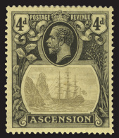 *        15 Var (15c) 1924 4d Grey-black And Black On Yellow K George V^ Badge Of St. Helena, Wmkd Script CA, Perf... - Ascension (Ile De L')