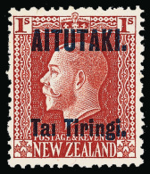 *        18c (14ab) 1917 1' Orange K George V^ Of New Zealand Overprinted, ERROR - "Tai" Without Dot On "i", A... - Aitutaki