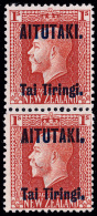 **/*     17b, 18b (13b, 14b) 1916-17 6d-1'  K George V^ Of New Zealand Surcharged  (SG Type 8),  Vertical Pairs... - Aitutaki