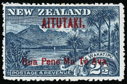 *        9a (3a) 1903 2½d Deep Blue Lake Wakapitu^ Of New Zealand Overprinted In Red With VARIETY - "Ava"... - Aitutaki