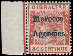**       9 (5c) 1898 40c Orange-brown Q Victoria Of Gibraltar Overprinted "Morocco Agencies" In BLUE^, A Rare And... - Maroc (bureaux)
