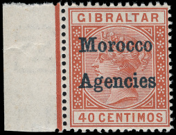 **       9 (5c) 1898 40c Orange-brown Q Victoria Of Gibraltar Overprinted "Morocco Agencies" In BLUE^, A Rare And... - Marokko (kantoren)