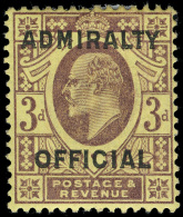 *        O83 (O112) 1903 3d Dull Purple On Orange-yellow K Edward VII ADMIRALTY OFFICIAL^ SG Type O11, Wmkd... - Officials
