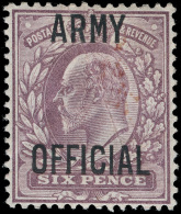 *        O62 (O52) 1903 6d Pale Dull Purple K Edward VII Overprinted ARMY OFFICIAL^ SG Type O6, Quite Scarce, Very... - Oficiales