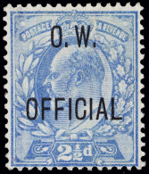*        O52 (O39) 1902 2½d Ultramarine K Edward VII Overprinted O.W. OFFICIAL^, Very Fresh, Scarce, Signed... - Service