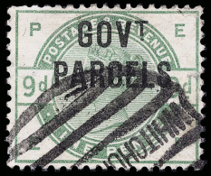 O        O29 (O63) 1883 9d Dull Green Q Victoria Overprinted GOVT PARCELS^, Wmkd Imperial Crown, Perf 14,... - Service