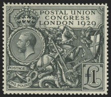 *        209 (438) 1929 £1 Black Postal Union Congress^ (St. George And The Dragon), Wmkd Crown GvR, Perf 12,... - Unused Stamps