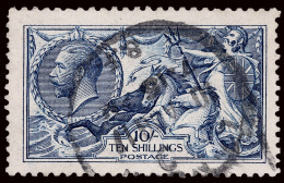 O        175c (411) 1915 10' Deep Blue K George V Sea Horses^, De La Rue Printing, Deep Rich Color, Oval Registry... - Oblitérés
