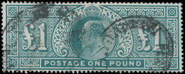 O        142 (266) 1902 £1 Dull Blue-green K Edward VII^, De La Rue Printing, Wmkd Three Imperial Crowns,... - Usados