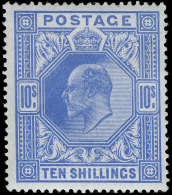 **       141 (265) 1902 10' Ultramarine K Edward VII On Ordinary Paper^, De La Rue Printing, Wmkd Anchor, Perf 14,... - Unused Stamps