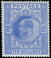 **       141 (265) 1902 10' Ultramarine K Edward VII On Ordinary Paper^, De La Rue Printing, Wmkd Anchor, Perf 14,... - Ongebruikt