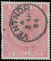 O        90a (134) 1882 5' Rose Q Victoria^ On White Paper, Plate 4, Wmkd Large Anchor, Perf 14, Fresh, Attractive... - Usados