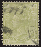 O        70 (153) 1877 4d Sage-green Q Victoria^, Plate 16, Wmkd Large Garter, Perf 14, Perfectly Centered, Used,... - Gebruikt