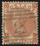 O        53a (114) 1867 10d Deep Red-brown Q Victoria^, Plate 1, Wmkd Spray Of Rose, Perf 14, Nicely Centered,... - Oblitérés
