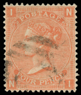 O        43a (94) 1872 4d Vermilion Q Victoria^, Plate 13, Wmkd Large Garter, Perf 14, Perfectly Centered, Lightly... - Used Stamps