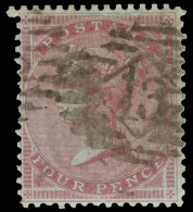 O        22 (62) 1855 4d Carmine Q Victoria^ On Highly Glazed, Deeply Blued Paper, Wmkd Small Garter, Perf 14,... - Used Stamps