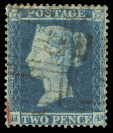 O        13 Var Listed (23a) 1855 2d Blue Q Victoria^ On Paper More Or Less Blued, Plate 5, Wmkd Small Crown, Perf... - Usados