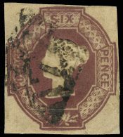 O        7 (60) 1847 6d Purple Q Victoria^, Embossed, Wmkd V.R., Imperf, Four Margins, Used, F-VF Scott Retail... - Oblitérés