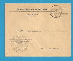 Brief "Gemeentebestuur" (Administration Communale), HOOGLEDE, Met Stempel KIESWET - Franquicia