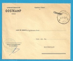 Brief "Gemeentebestuur" (Administration Communale), OOSTKAMP, Met Stempel KIESWET - Portofreiheit