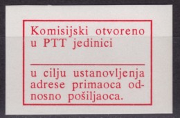 Open By Post Office Stuff - Self Adhesive Postal LABEL - 1990´s Yugoslavia - Not Used - Service