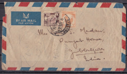 BURMA, 1949, Airmail Letter From Rangoon To Jubbulpore, 2 Stamps Fauna, - Birmanie (...-1947)