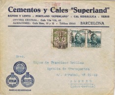 19378. Carta Comercial BARCELONA 1936. Recargo Expoicion. Cemento Superland - Barcelone