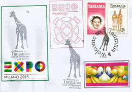 TANZANIA. EXPO MILANO 2015, Lettre Du Pavillon Tanzanie, Avec Timbres Tanzanie Du Pavillon + Tampons Officiels - 2015 – Milan (Italie)