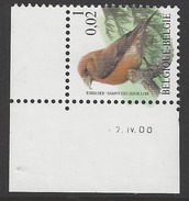 Belgique COB 2918 ** (MNH) - Date : -7.IV.00 - Planche 2 - Dated Corners