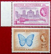 BRITISH HONDURAS 1953 3c,25c Queen Elizabeth II MLH Scott146a,151 CV$8 - British Honduras (...-1970)
