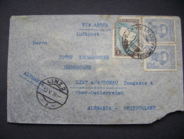 Argentina Cover 1938 - Coronel Suarez - Linz A/d Donau Ober Österreich - 1 Peso + 20 + 20 C. - Via Aerea, Luftpost - Lettres & Documents