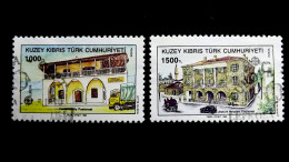 Zypern Türk. 273/4 Oo/ESST, EUROPA/CEPT 1990, Postalische Einrichtungen,  Postamt Yenierenköy; Postamt Nikosia - Usados