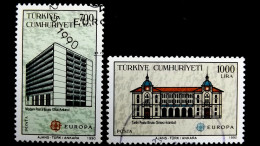 Türkei 2886/7 Oo/ESST, EUROPA/CEPT 1990, Postalische Einrichtungen, Postgebäude, Ankara, Hist. Postgebäude, Istanbul - Oblitérés