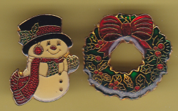 51780-lot De 2  Pin's.noel.bonhomme De Neige... - Christmas