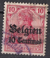 N3 Belgio 1914-15 Occupazione Tedesca Viaggiati Used Overprint Belgien 10 Centimes Su 10 - Deutsches Reich - Deutsche Armee