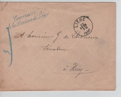 Lettre En Franchise Du Gouverneur De La Province De Liège C.Liège 22/2/1892 V.Huy C;d'arrivée PR3522 - Franchise