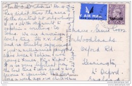 1952  - CP Par Avion  De Tanger, Maroc,  Bureau De Poste Britannique Vers Kensington, Angleterre - Roi Georges VI - Bureaux Au Maroc / Tanger (...-1958)