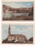 :::  47 : FUMEL : 2 Cartes: Vue Panoramique Et Le Pont Et L'Eglise - R.DElrieu, Librairie, Fumel - - Fumel